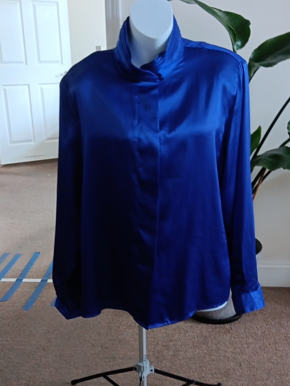 K.B. Lawerence Silky  Button-Up Blouse Purple